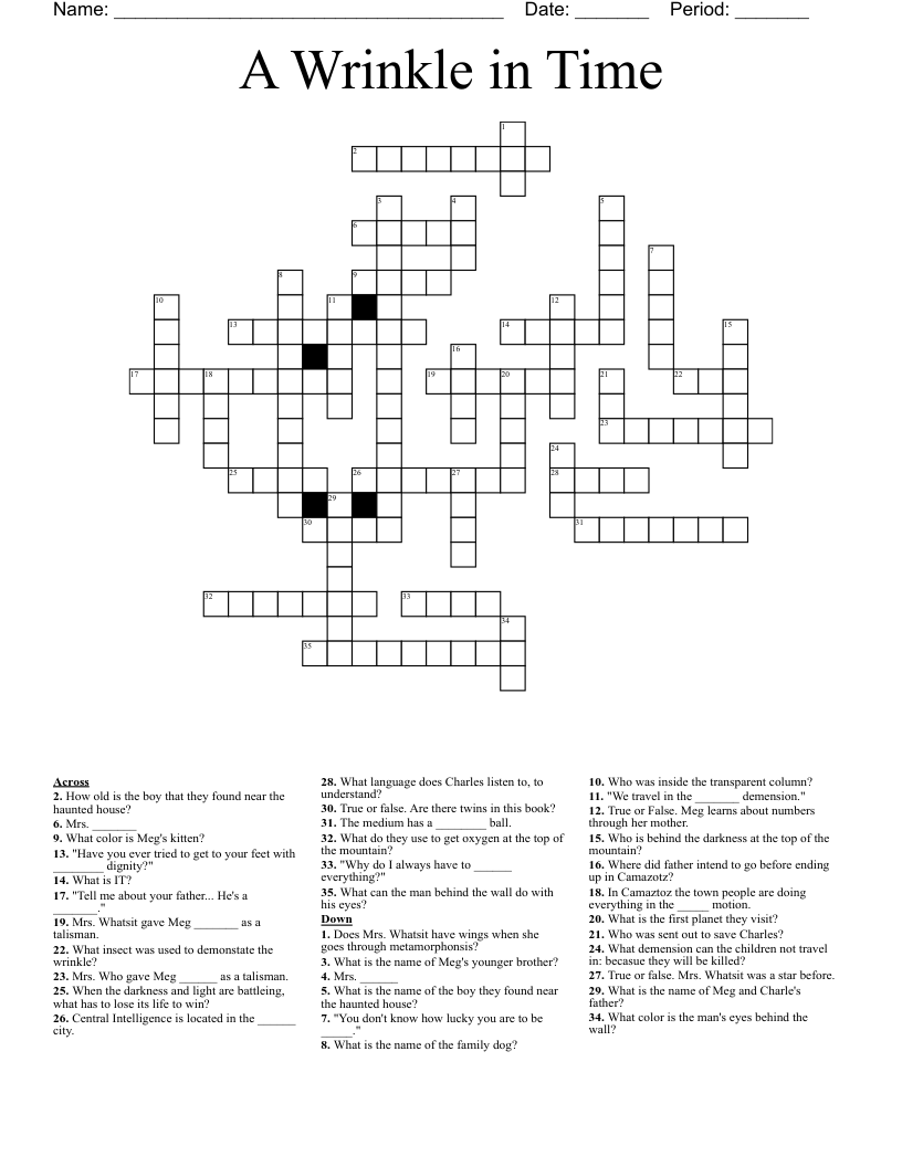 A Wrinkle in Time  Crossword
