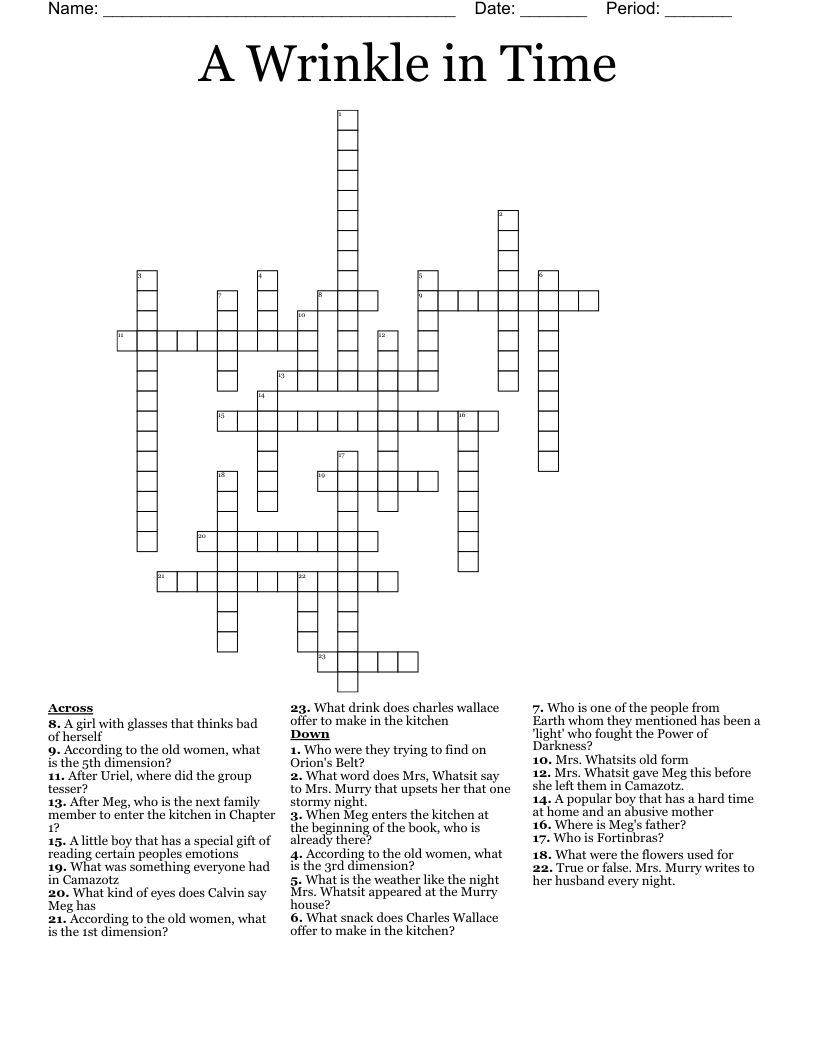 A Wrinkle in Time  Crossword
