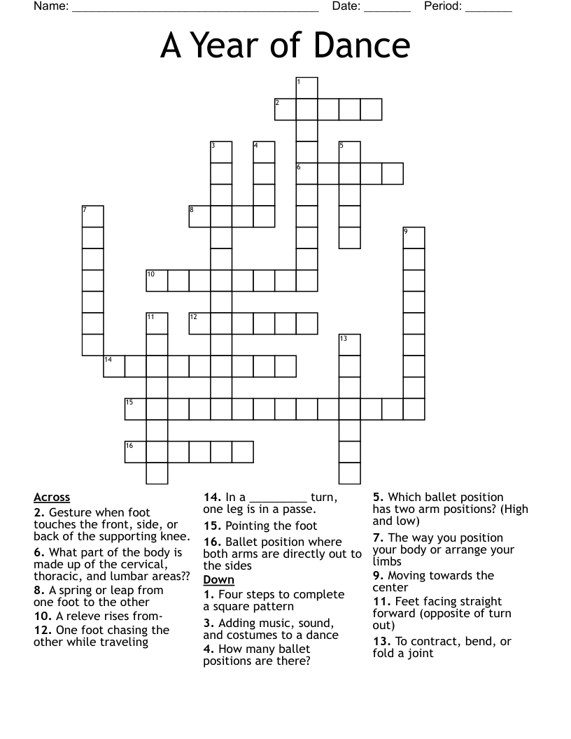 A Year of Dance Crossword