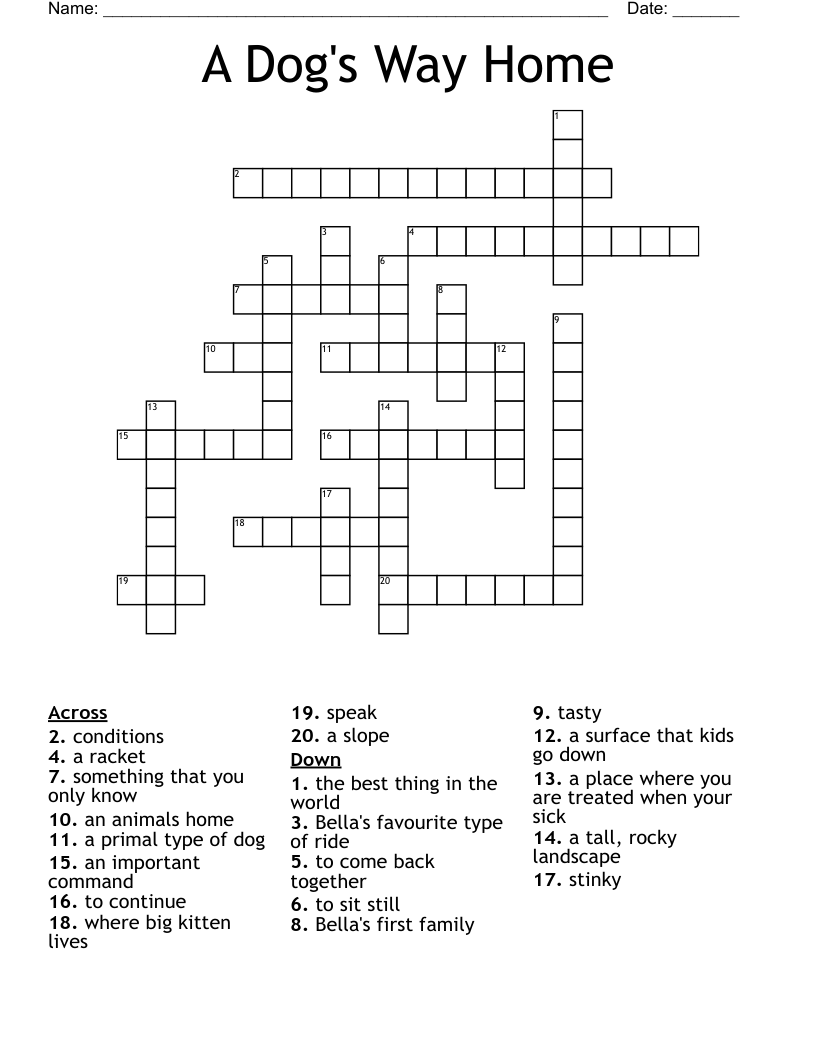 A  Dog's Way Home Crossword