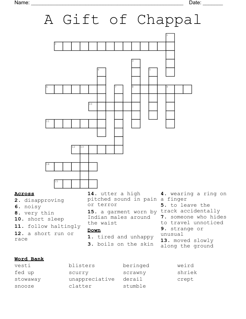 A  Gift of Chappal Crossword