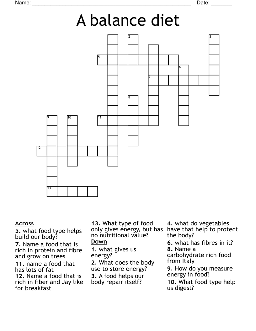 A balance diet Crossword