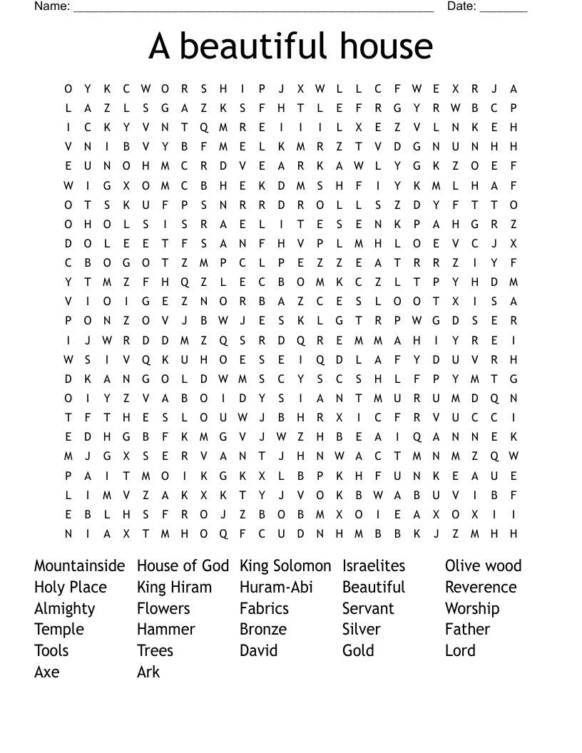 A beautiful house Word Search