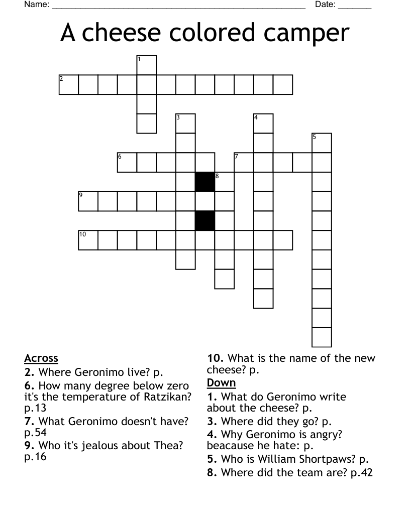 A cheese colored camper Crossword