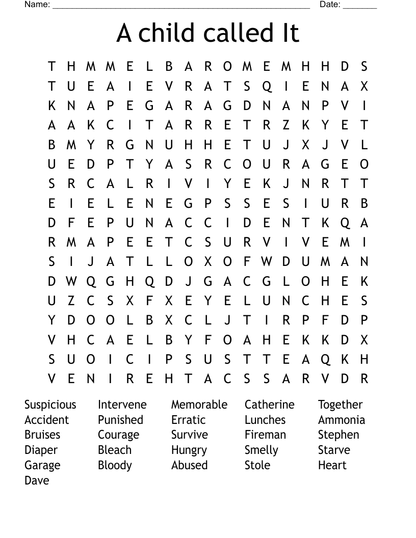 A child called It Word Search