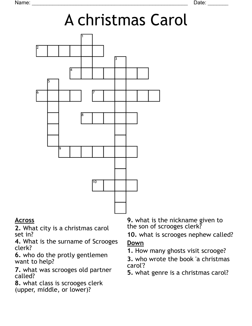 A christmas Carol Crossword