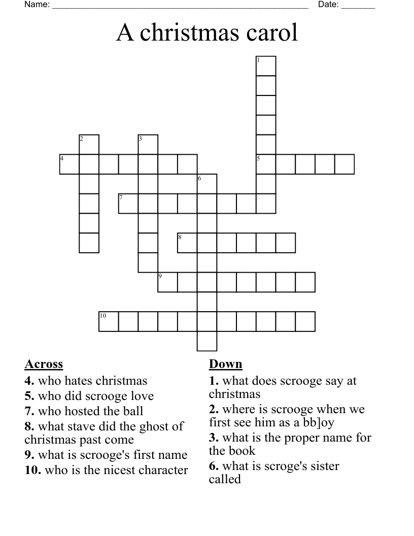 A christmas carol Crossword