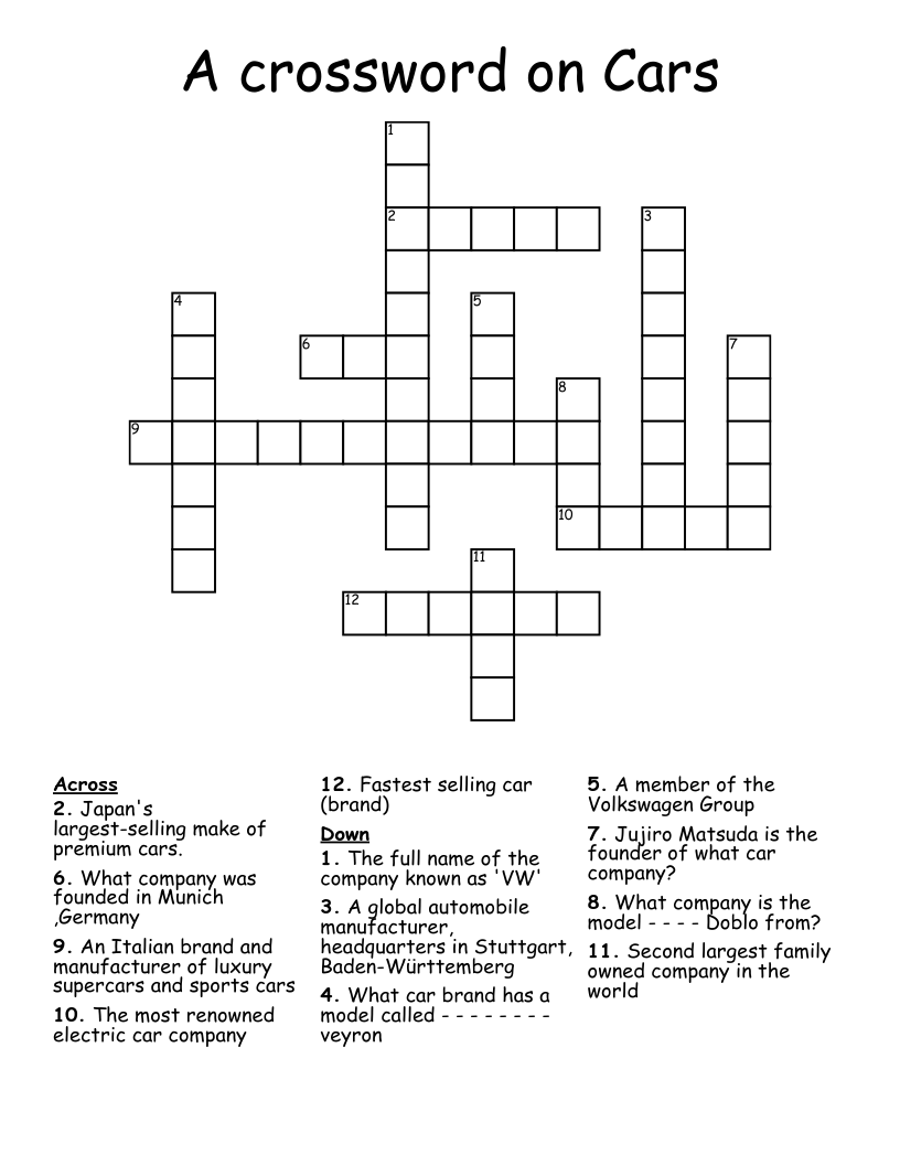 A crossword on Cars