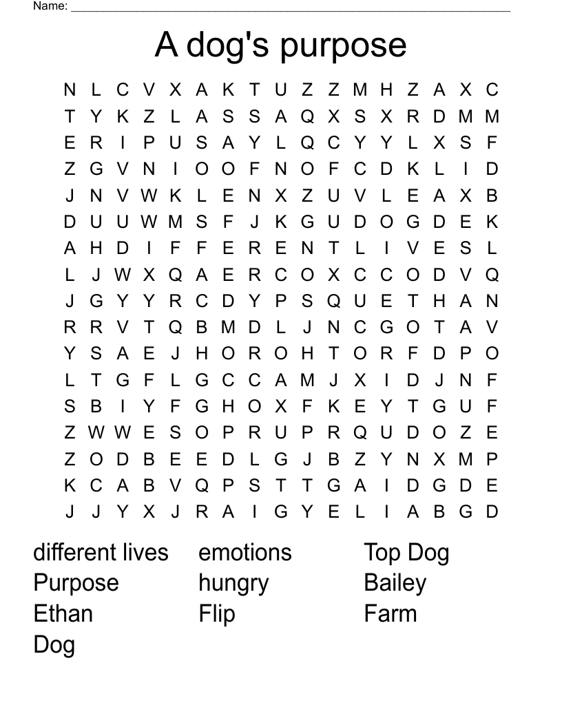 A dog's purpose  Word Search