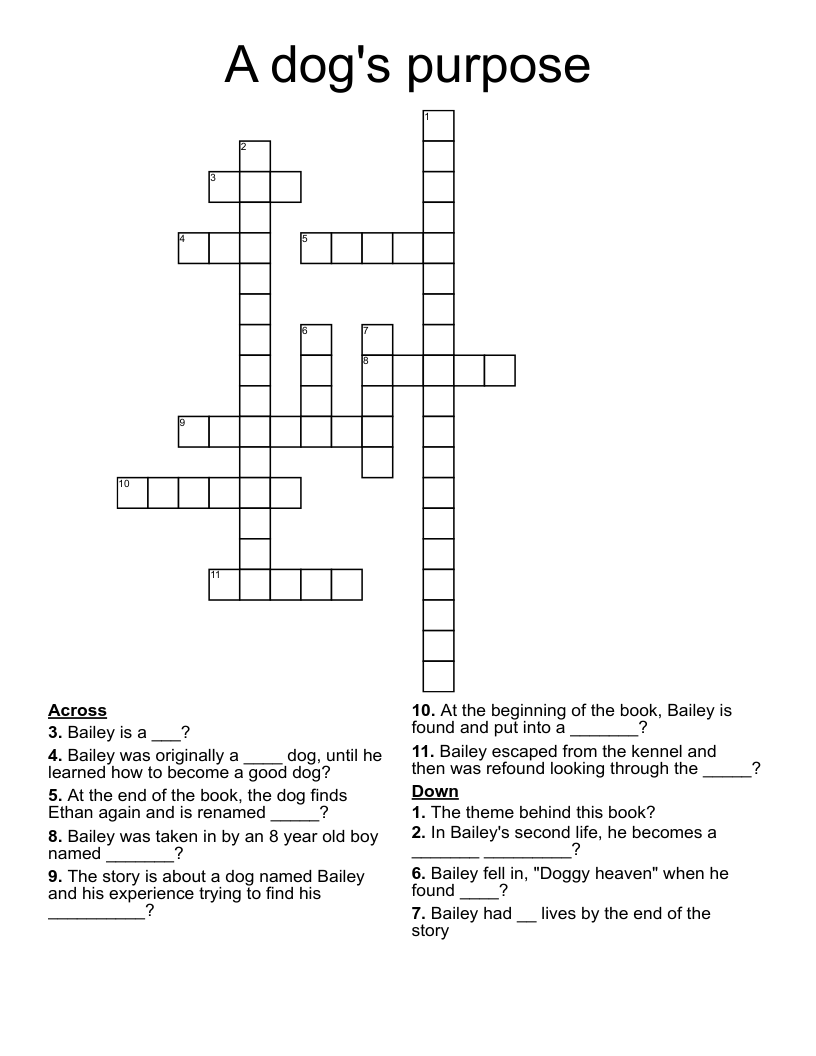 A dog's purpose  Crossword