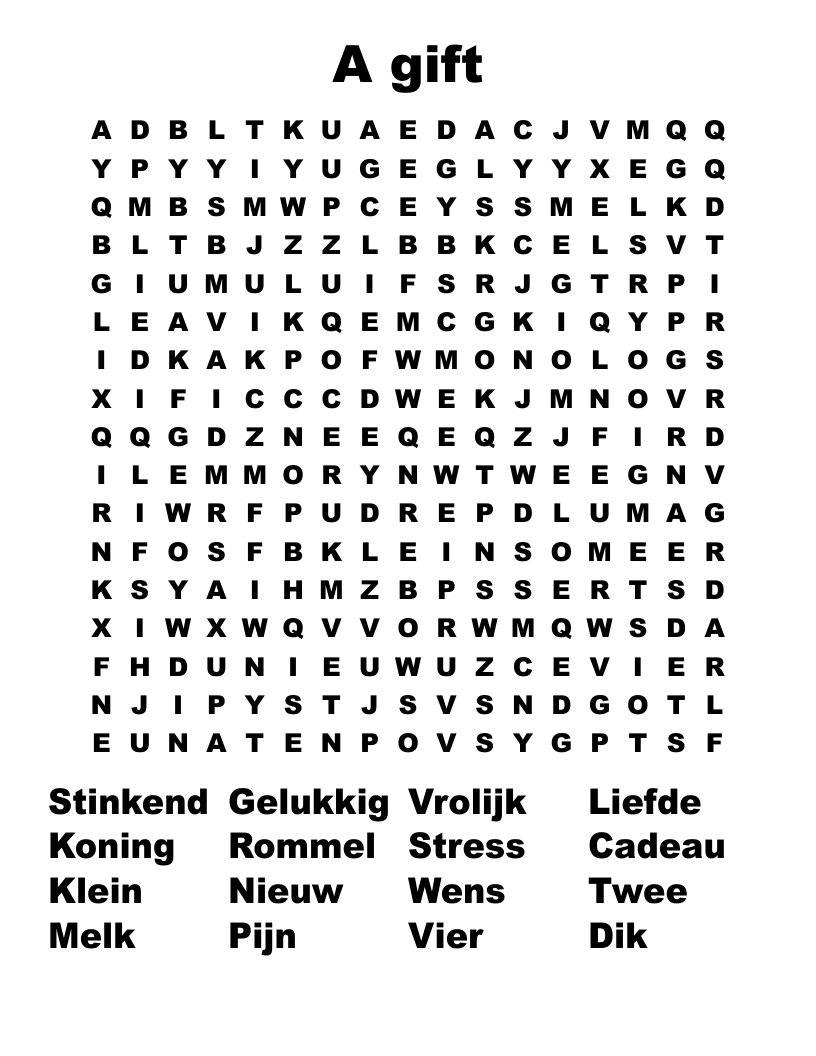 A gift Word Search