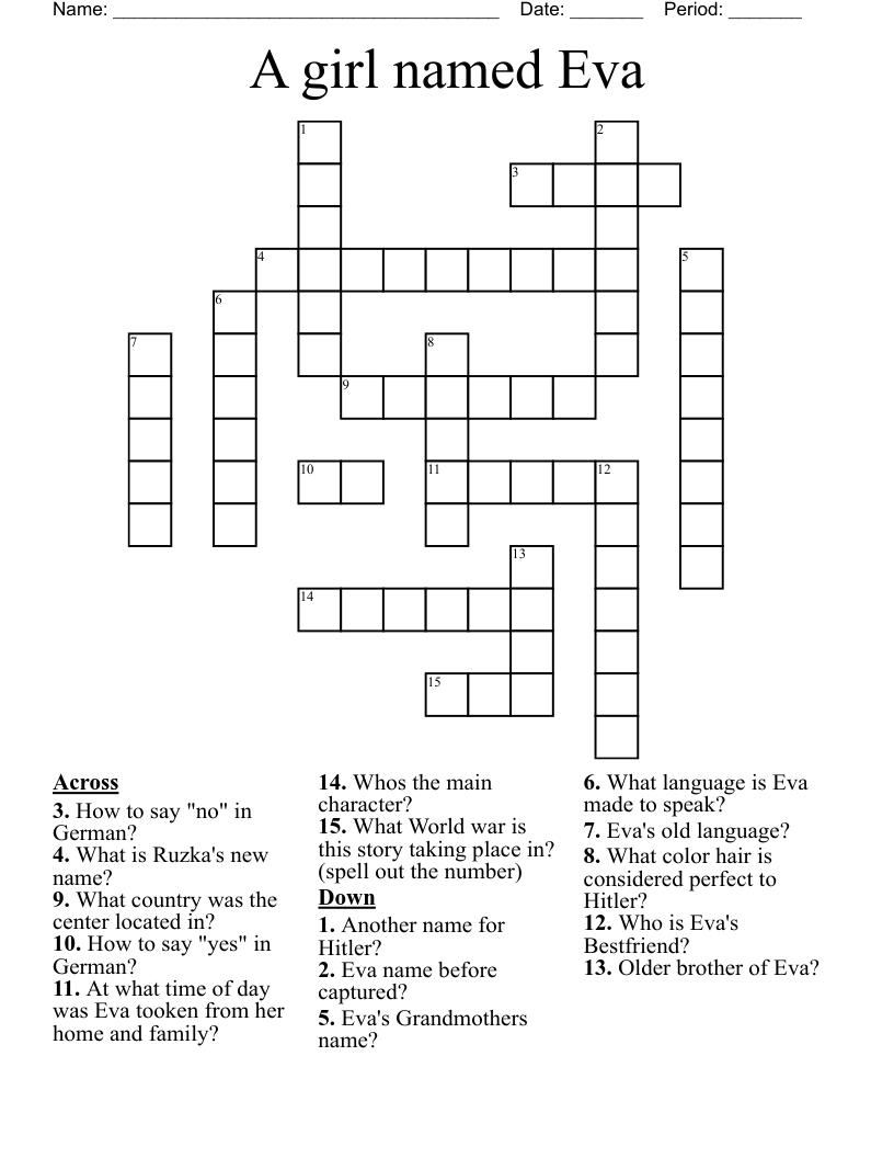 A girl named Eva Crossword