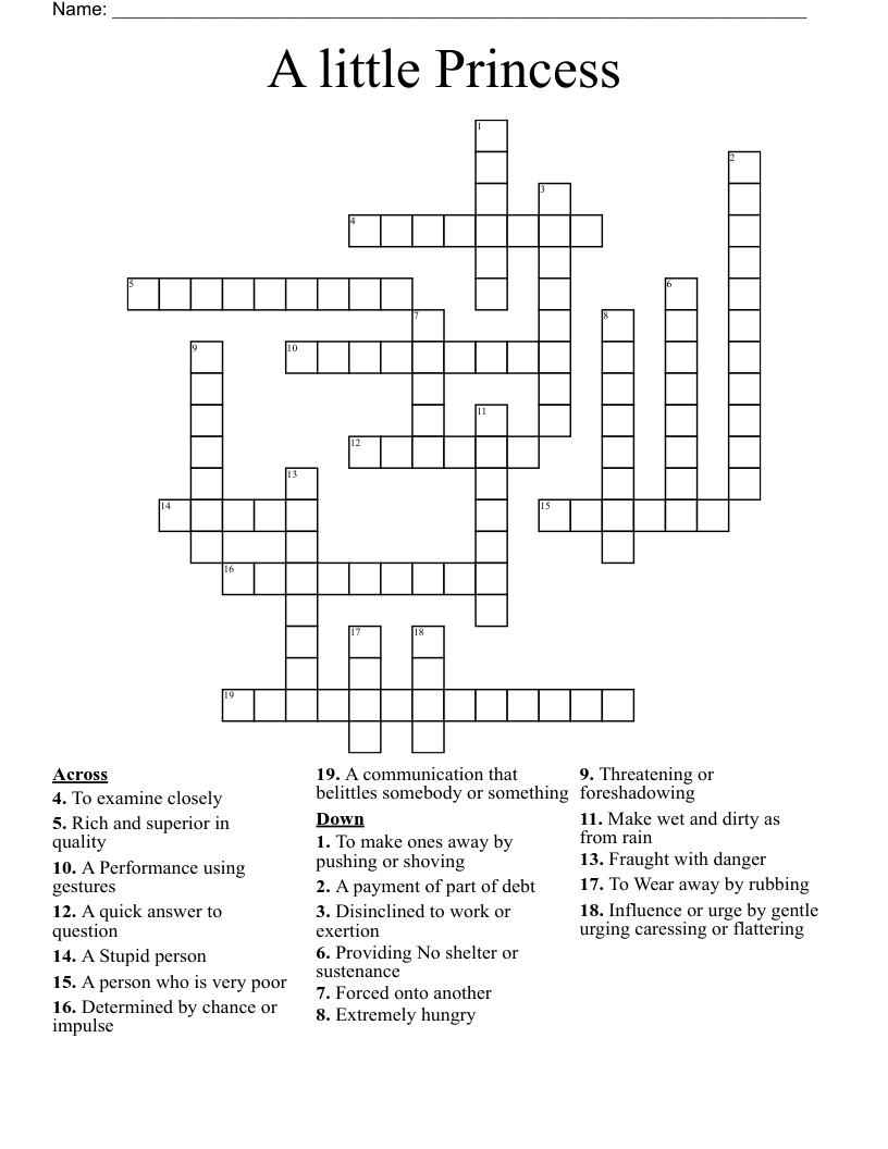 A little Princess  Crossword