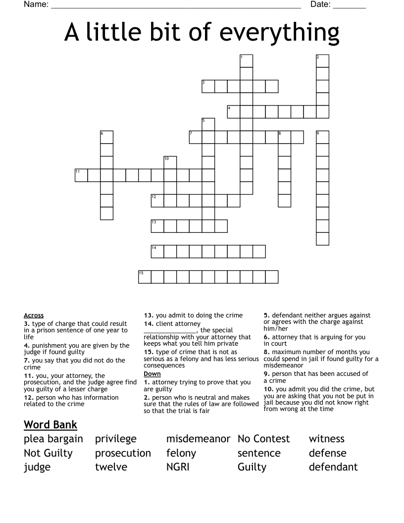 A little bit of everything Crossword