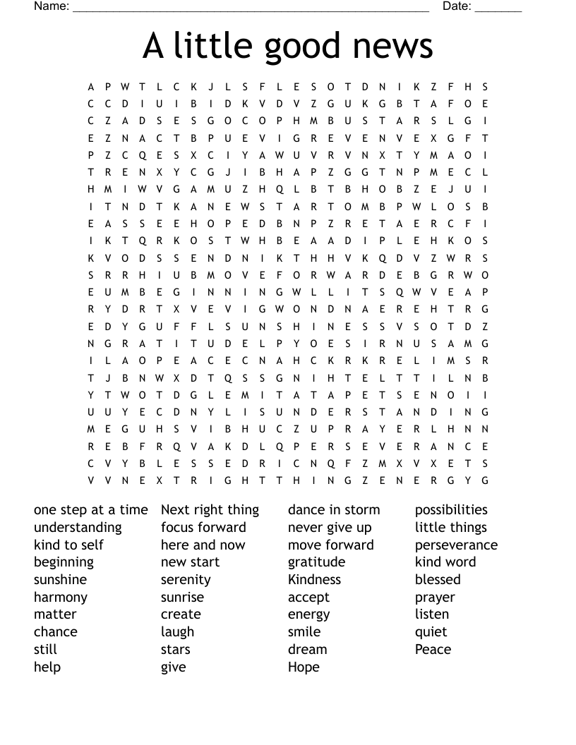 A little good news Word Search