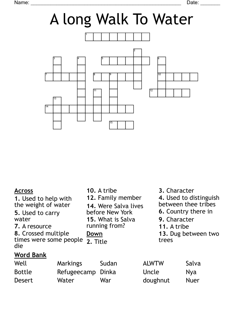 A long Walk To Water Crossword