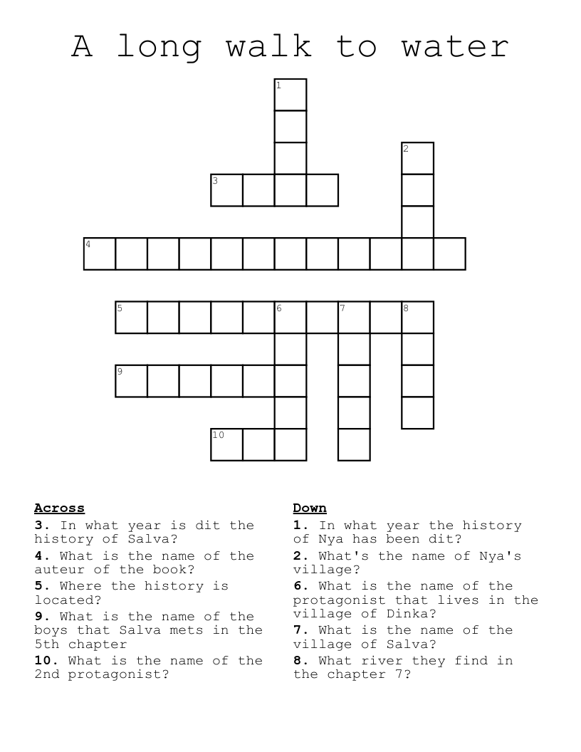 A long walk to water Crossword