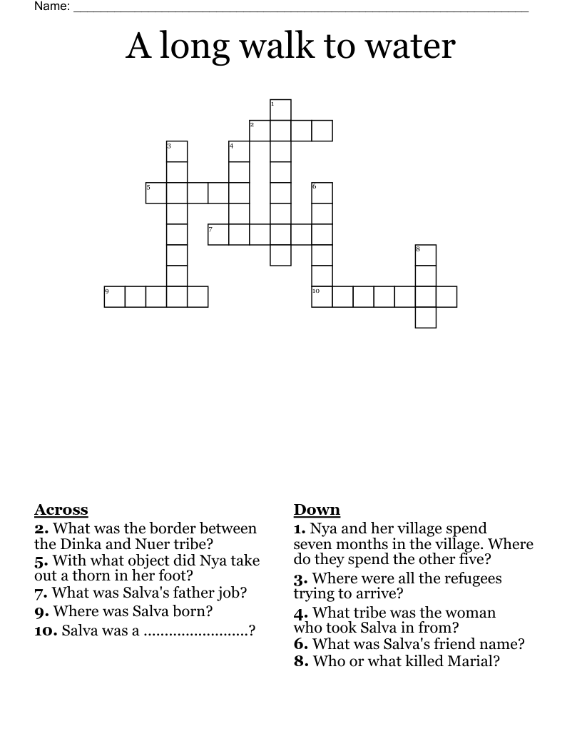 A long walk to water Crossword