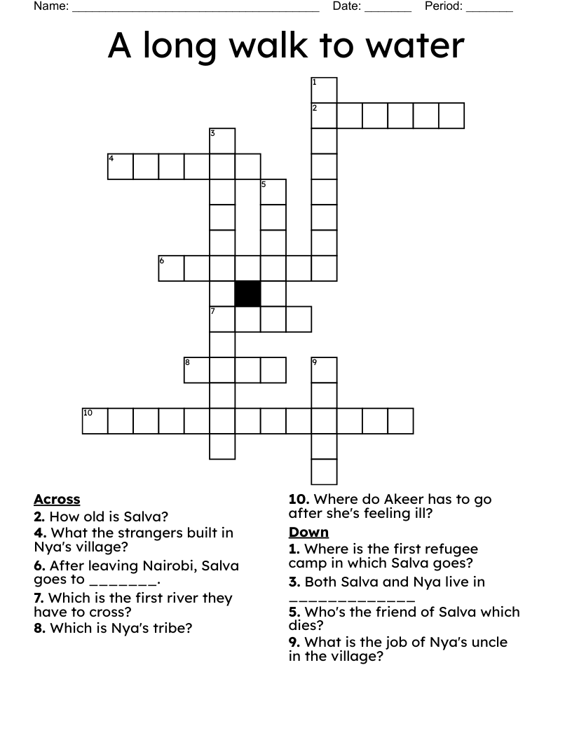 A long walk to water Crossword