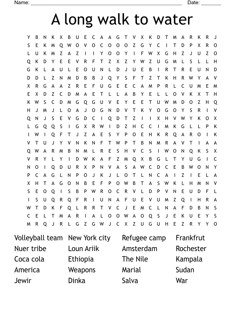A long walk to water Word Search