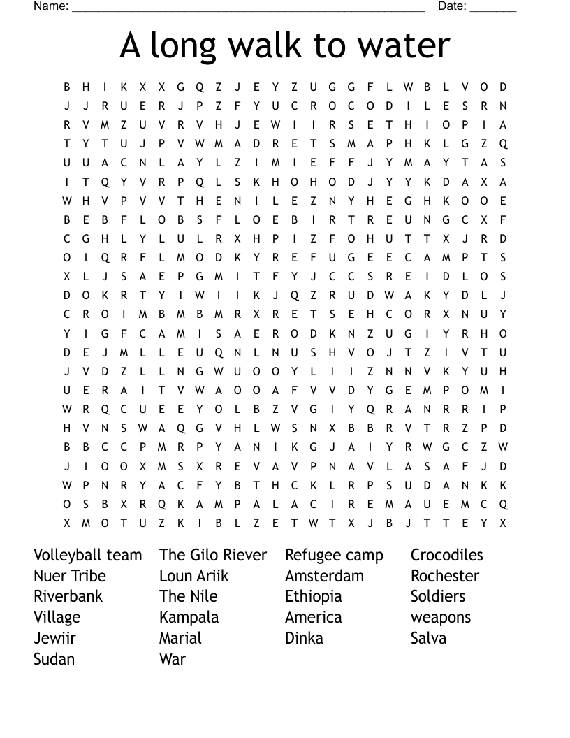 A long walk to water Word Search