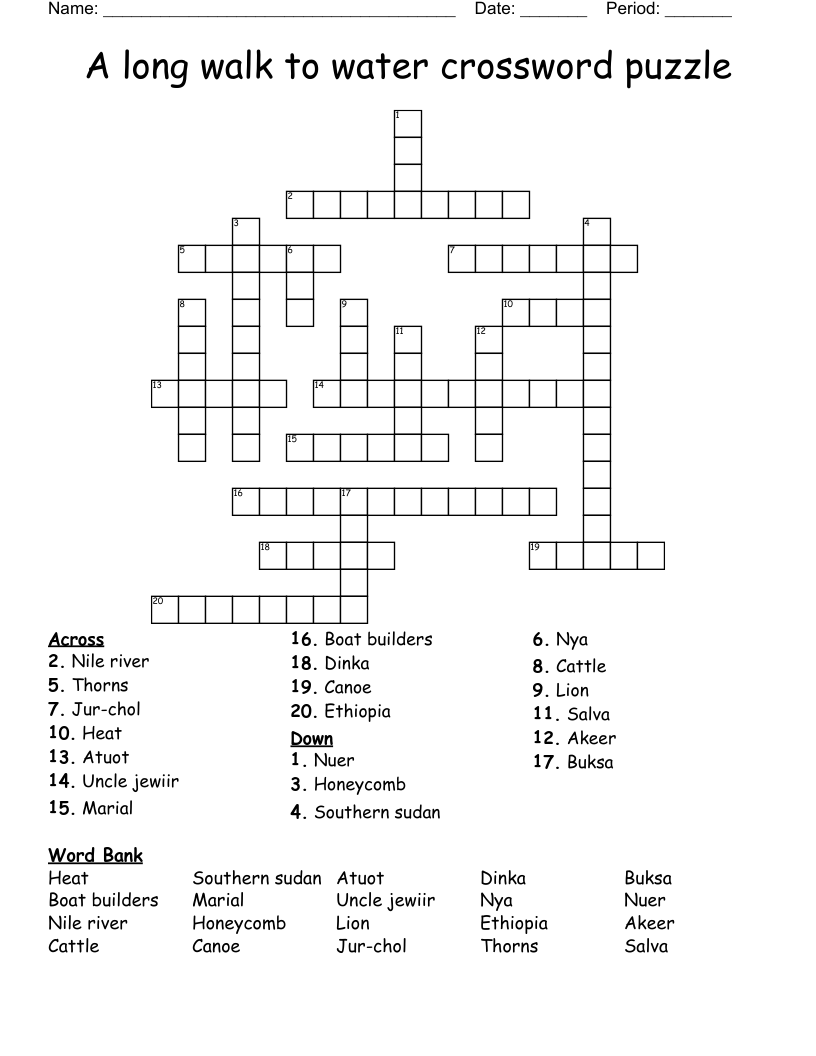 A long walk to water crossword puzzle