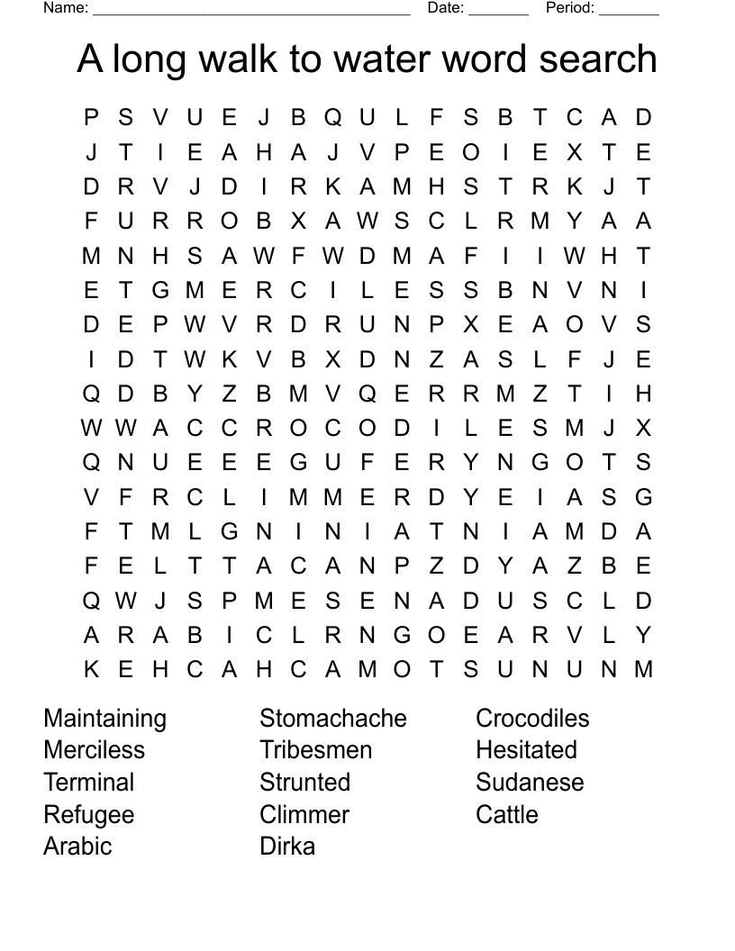 A long walk to water word search