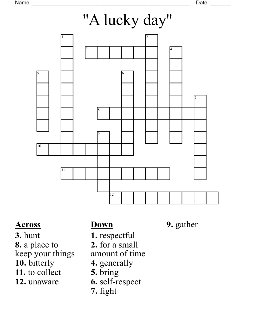 ''A lucky day'' Crossword