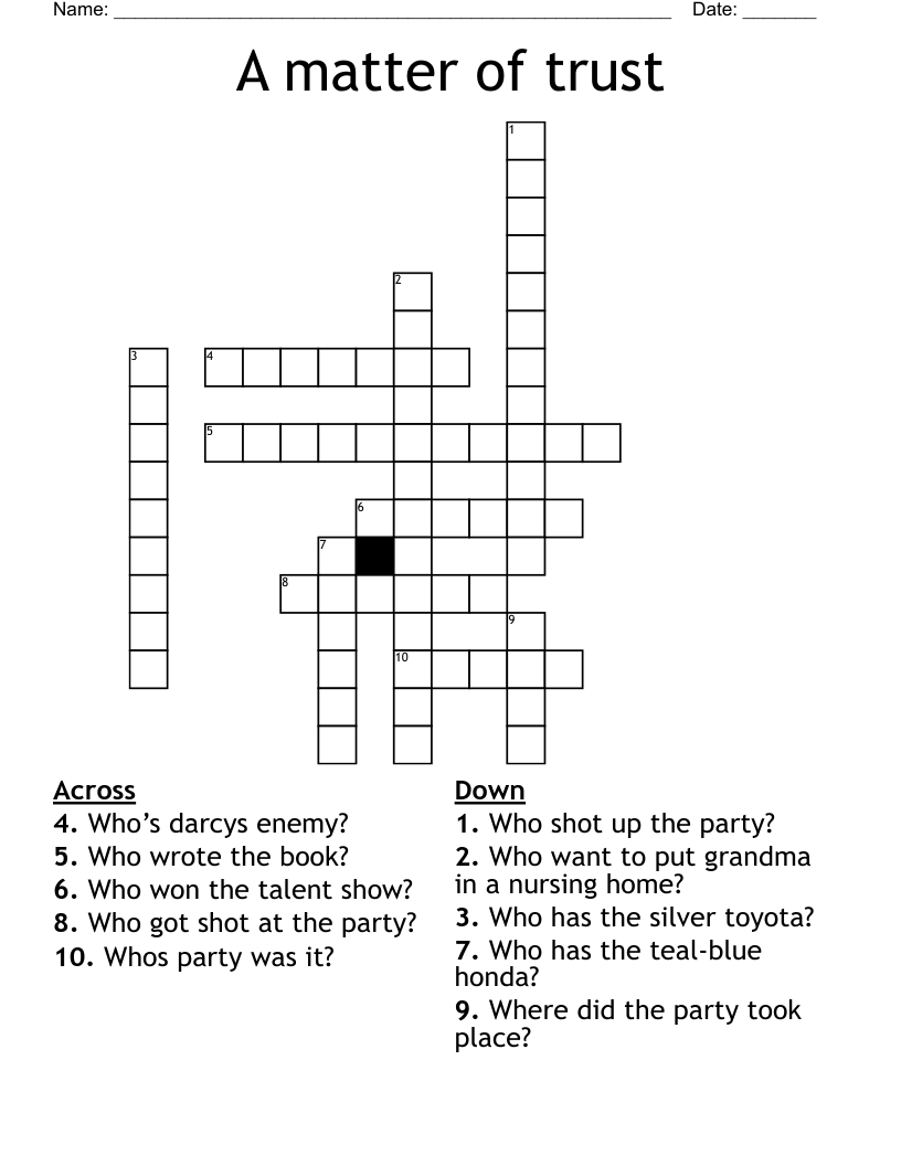 A matter of trust Crossword