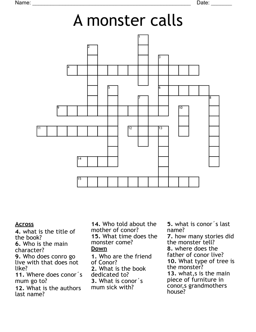 A monster calls Crossword