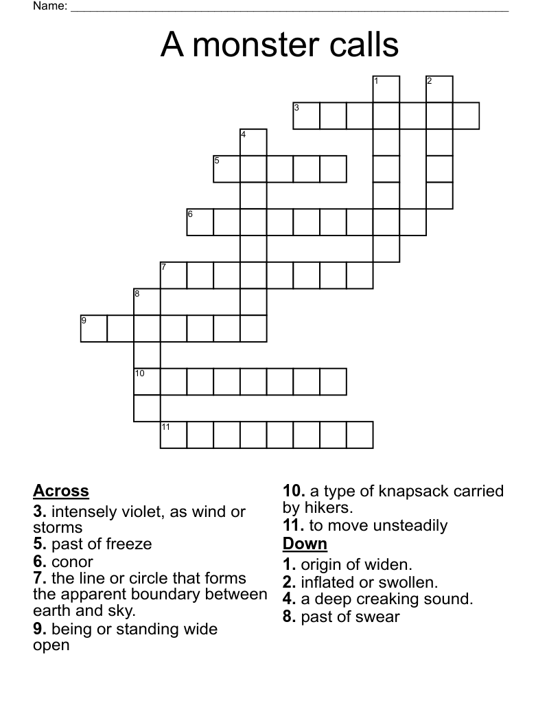 A monster calls Crossword