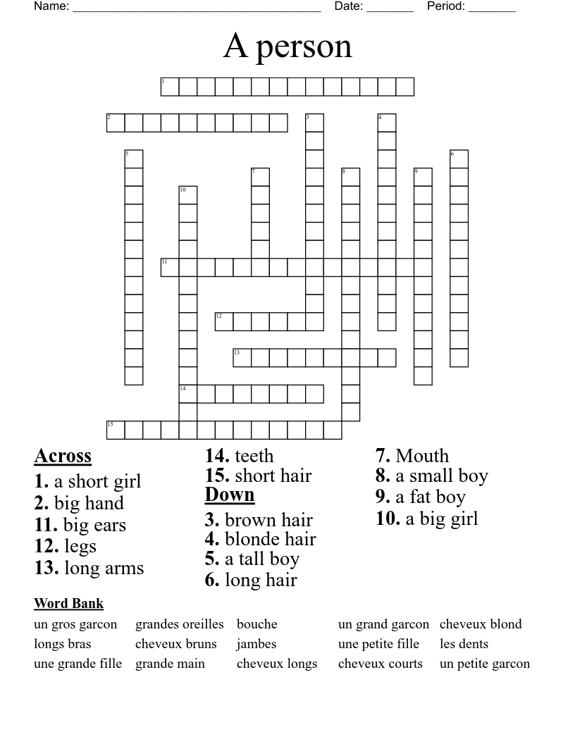 A person Crossword
