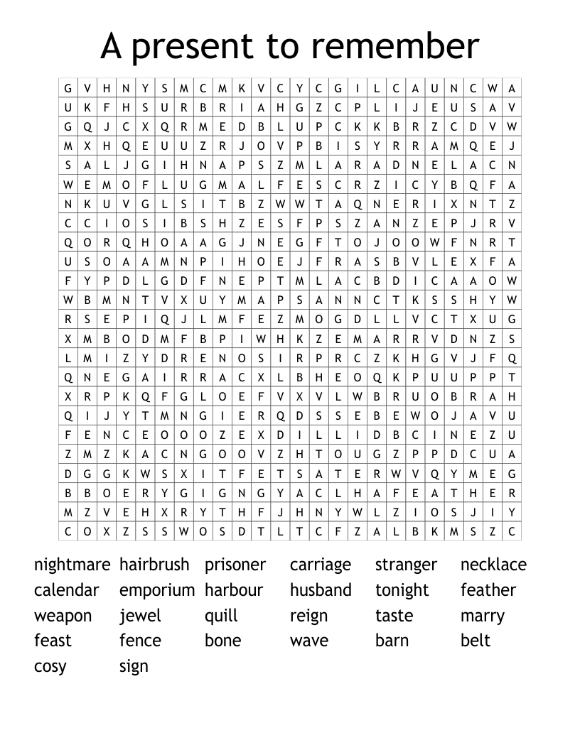 A present to remember Word Search