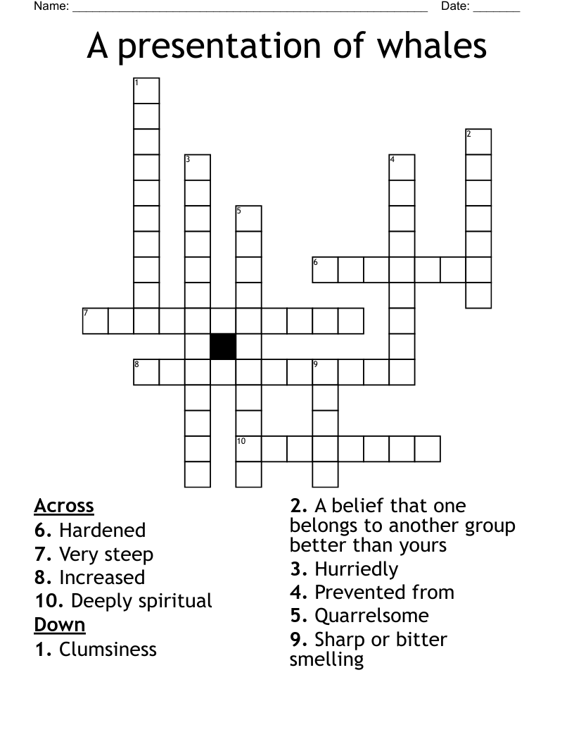 A presentation of whales  Crossword