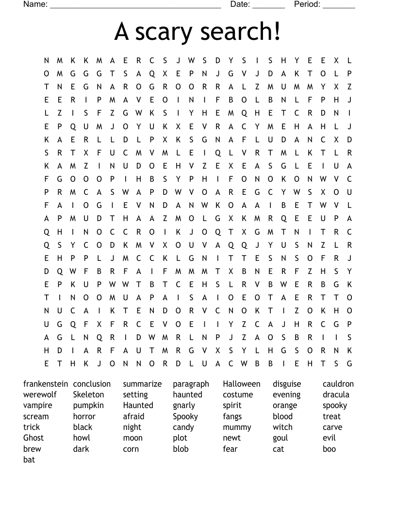 A scary search! Word Search