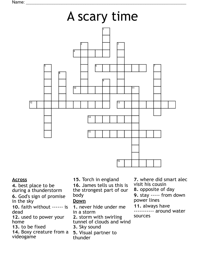 A scary time Crossword