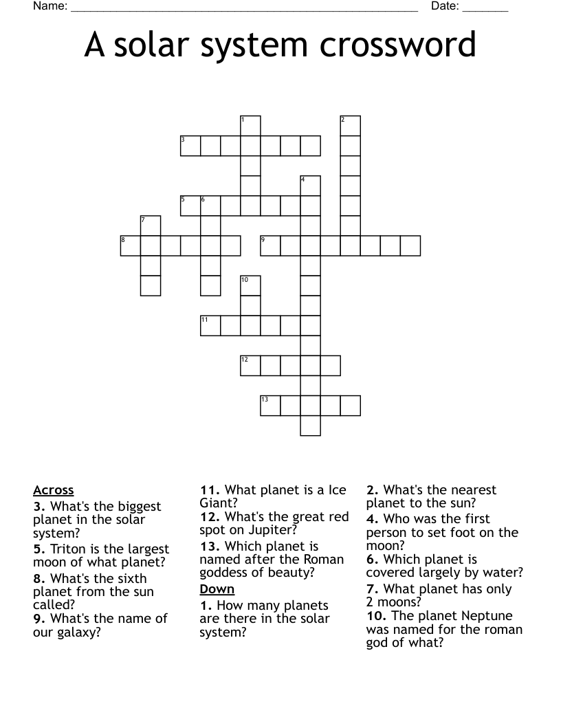 A solar system crossword