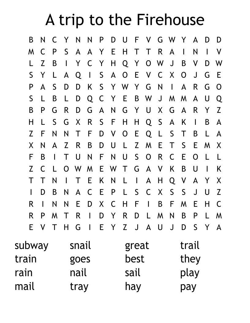 A trip to the Firehouse Word Search