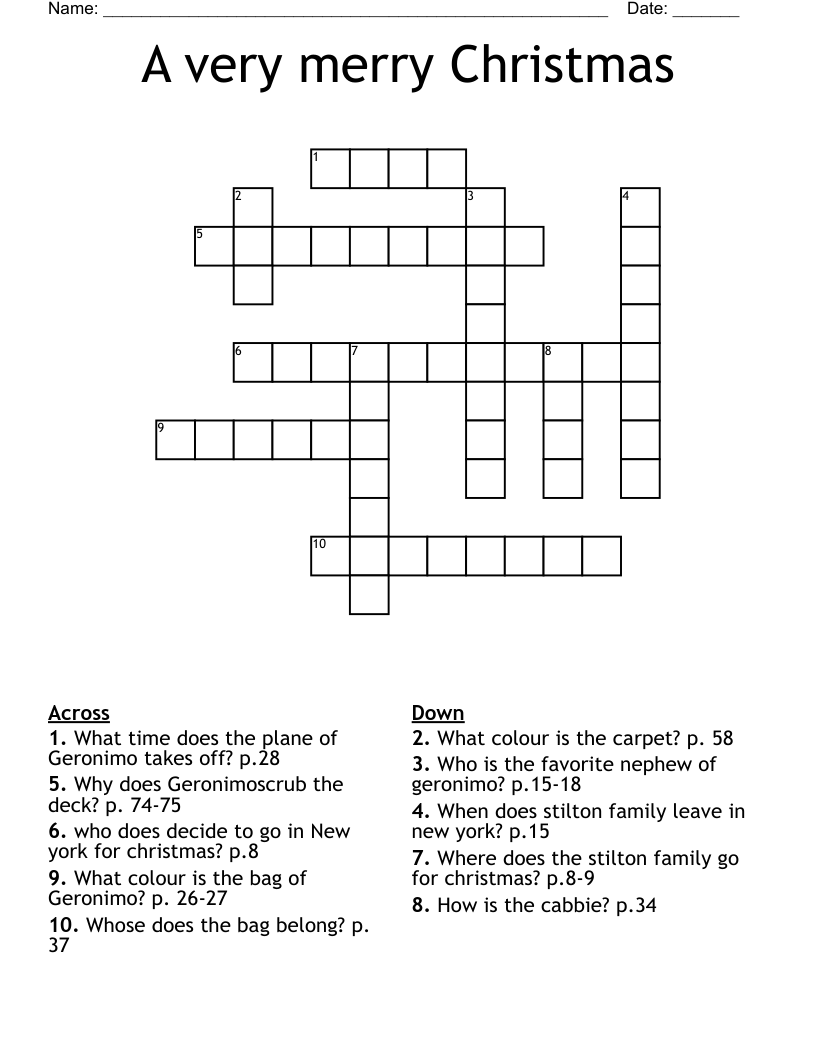A very merry Christmas Crossword