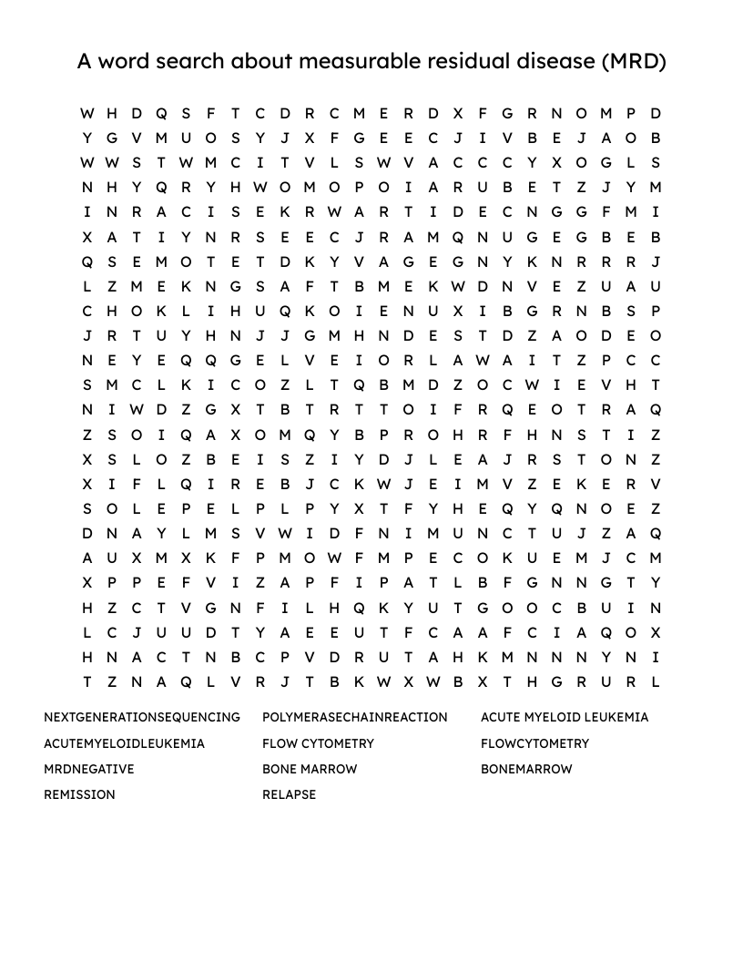 A word search about measurable residual disease (MRD)