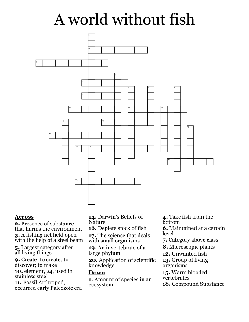 A world without fish Crossword