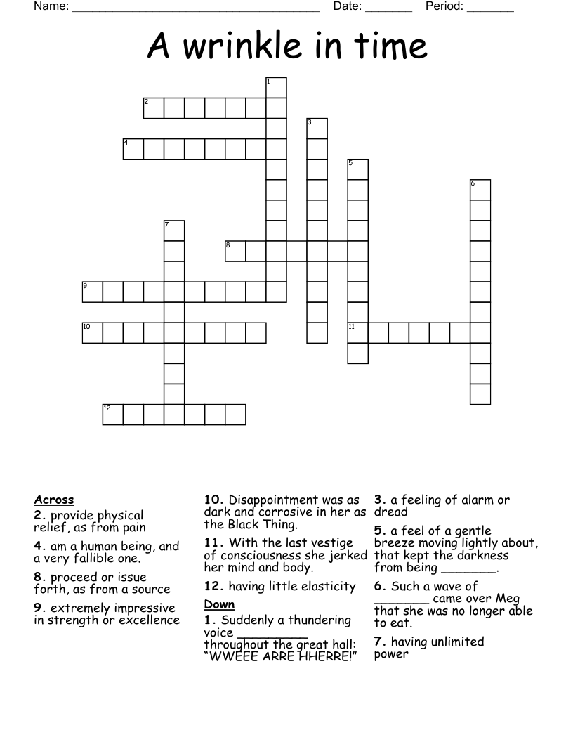 A wrinkle in time Crossword