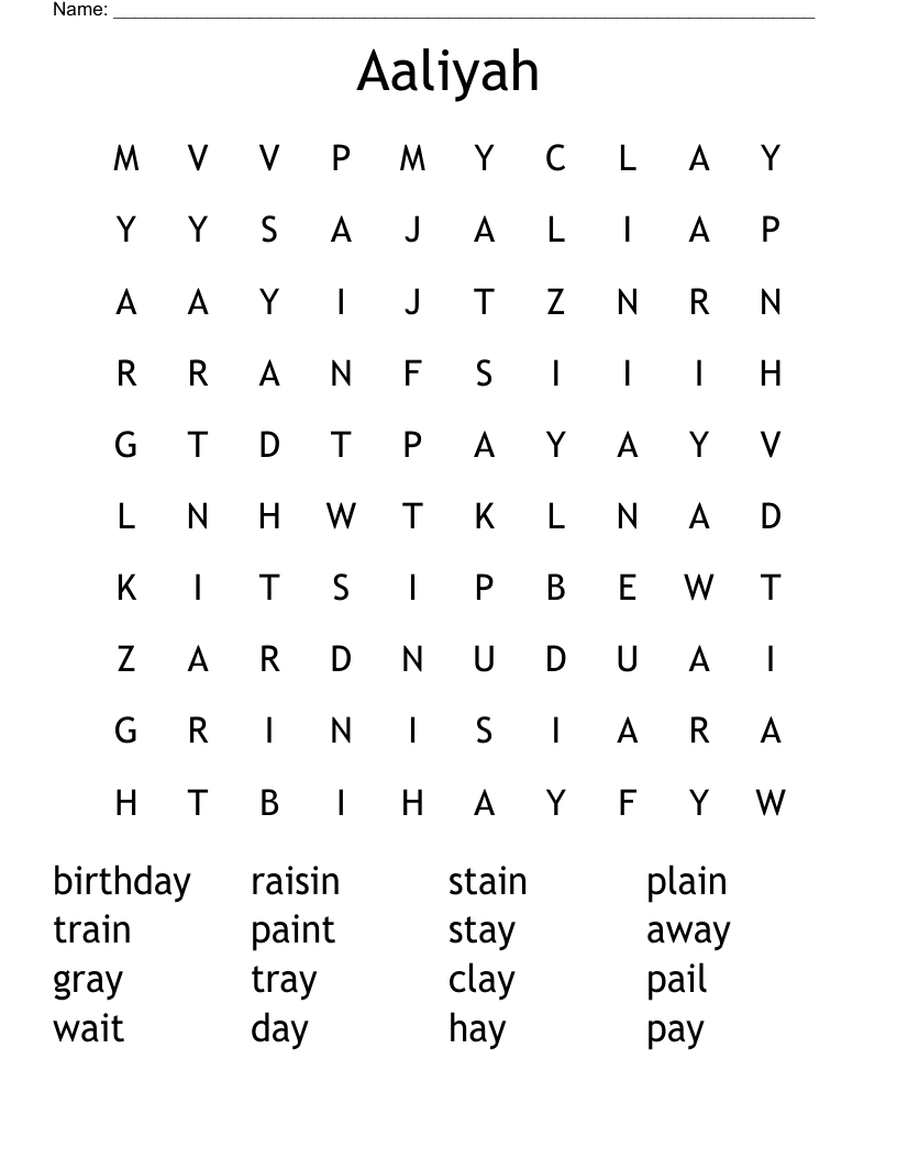 Aaliyah Word Search