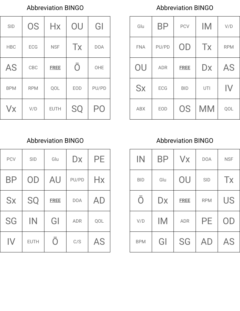 Abbreviation BINGO
