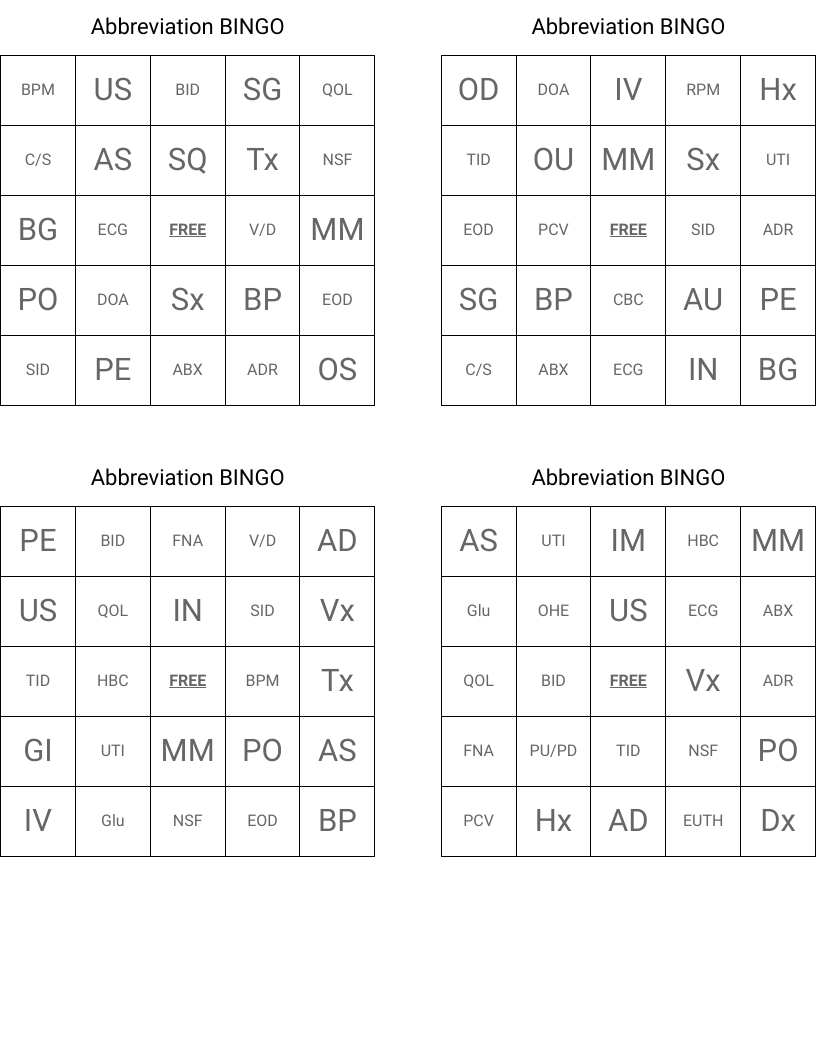 Abbreviation BINGO
