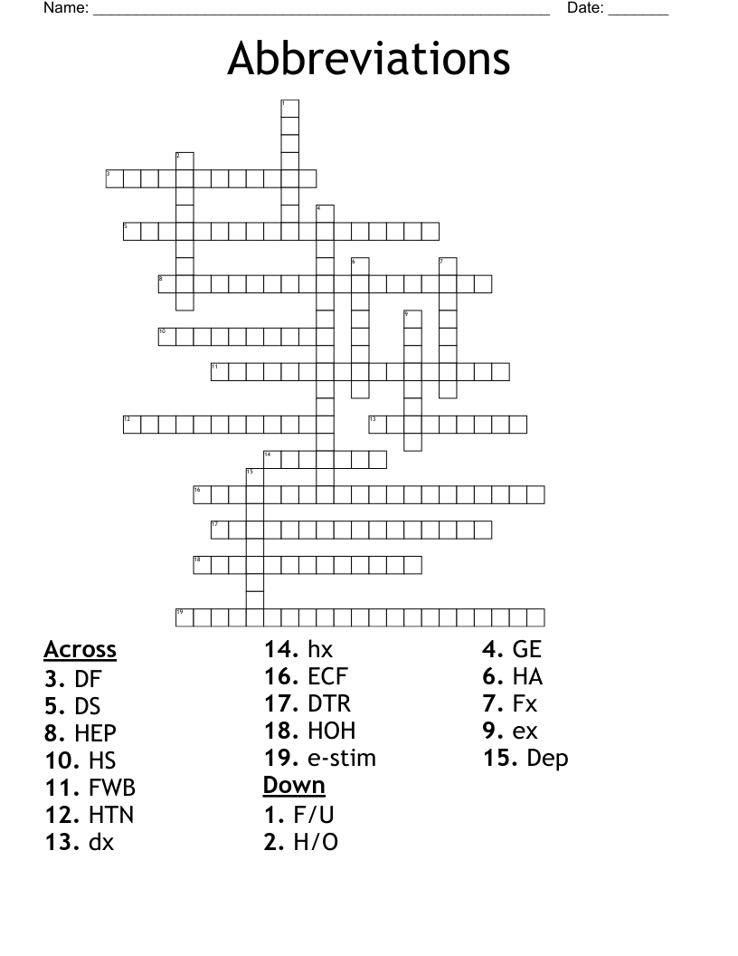 Abbreviations  Crossword