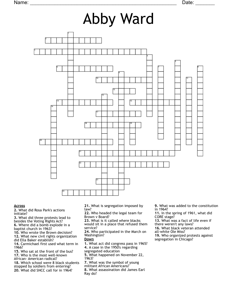 Abby Ward Crossword