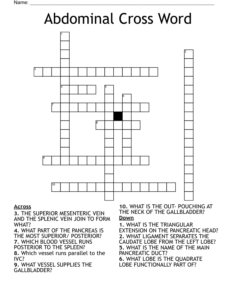 Abdominal Cross Word