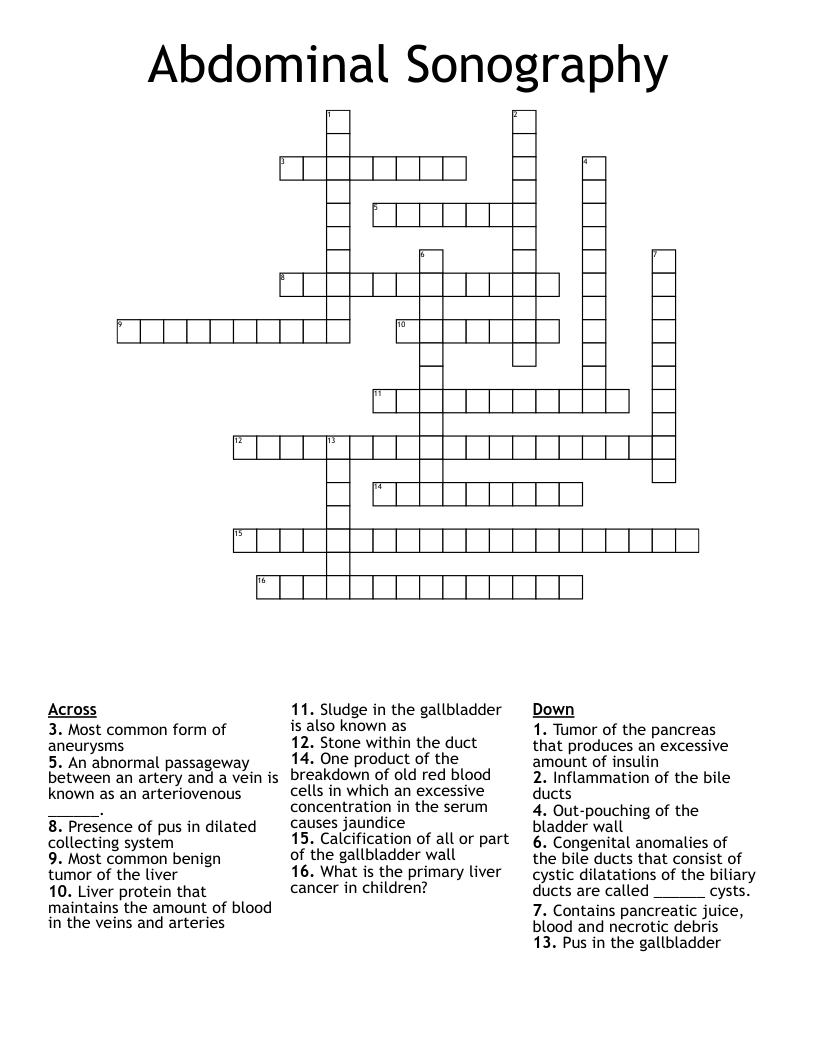 Abdominal Sonography Crossword