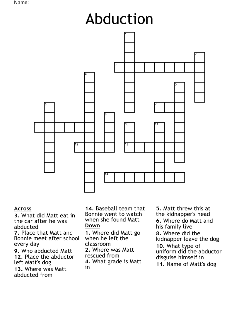 Abduction Crossword